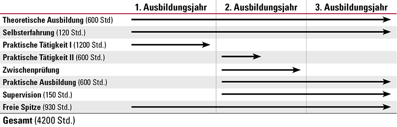 Grafik über den zeitlichen Ablauf der Ausbildung